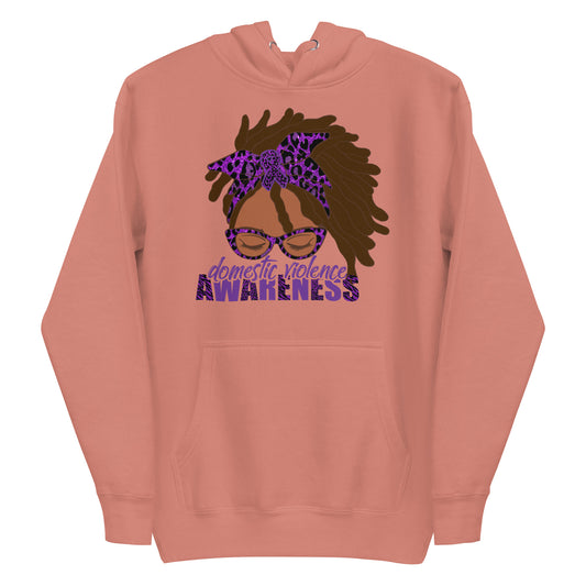 Domestic Violence Awareness Black Woman Messy Bun/Locs Hoodie