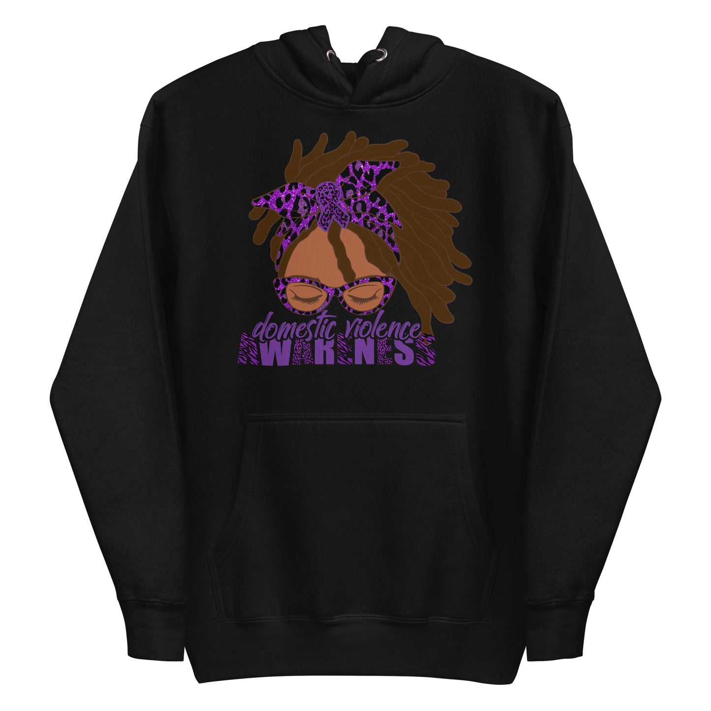 Domestic Violence Awareness Black Woman Messy Bun/Locs Hoodie