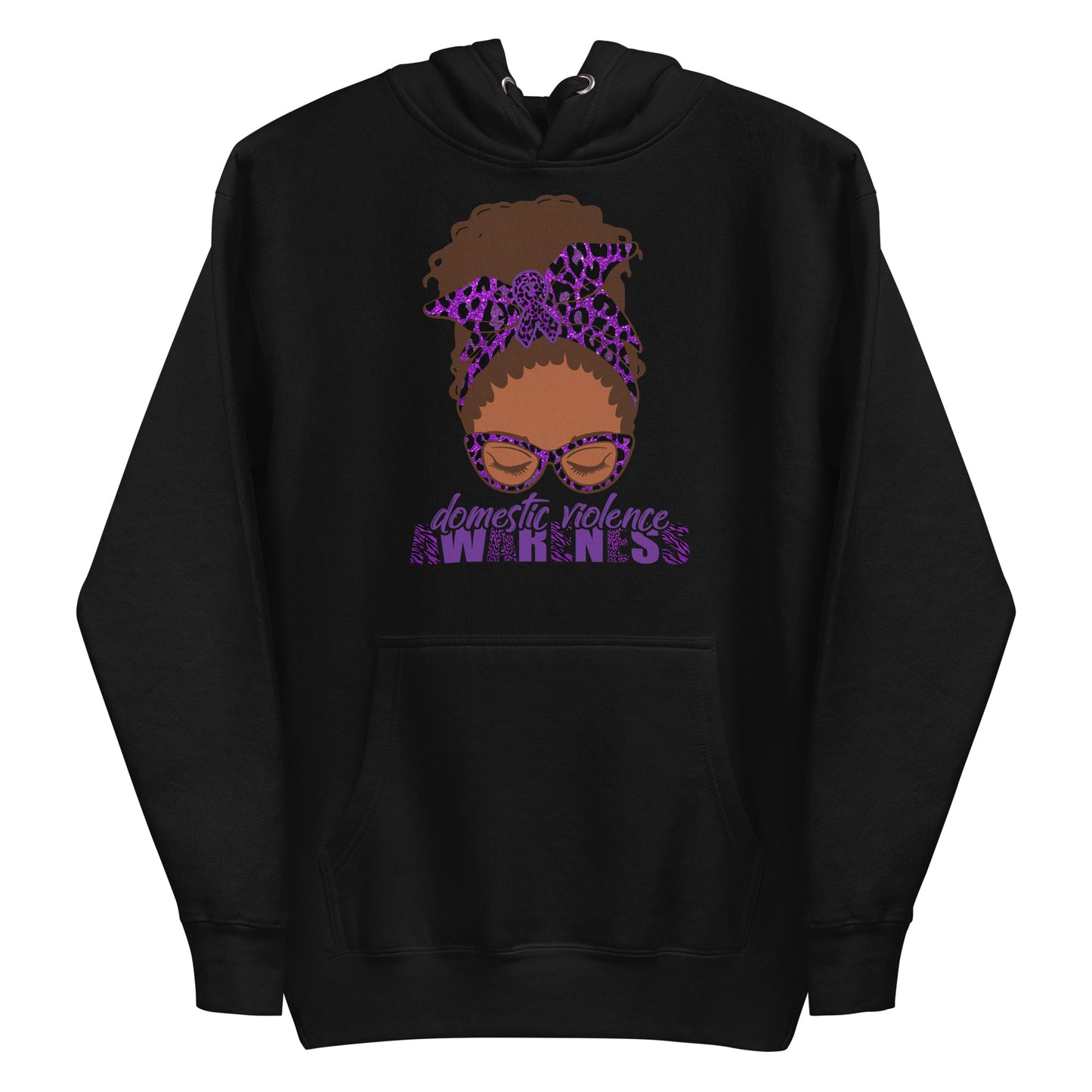 Domestic Violence Awareness Black Woman Messy Bun/Locs Hoodie