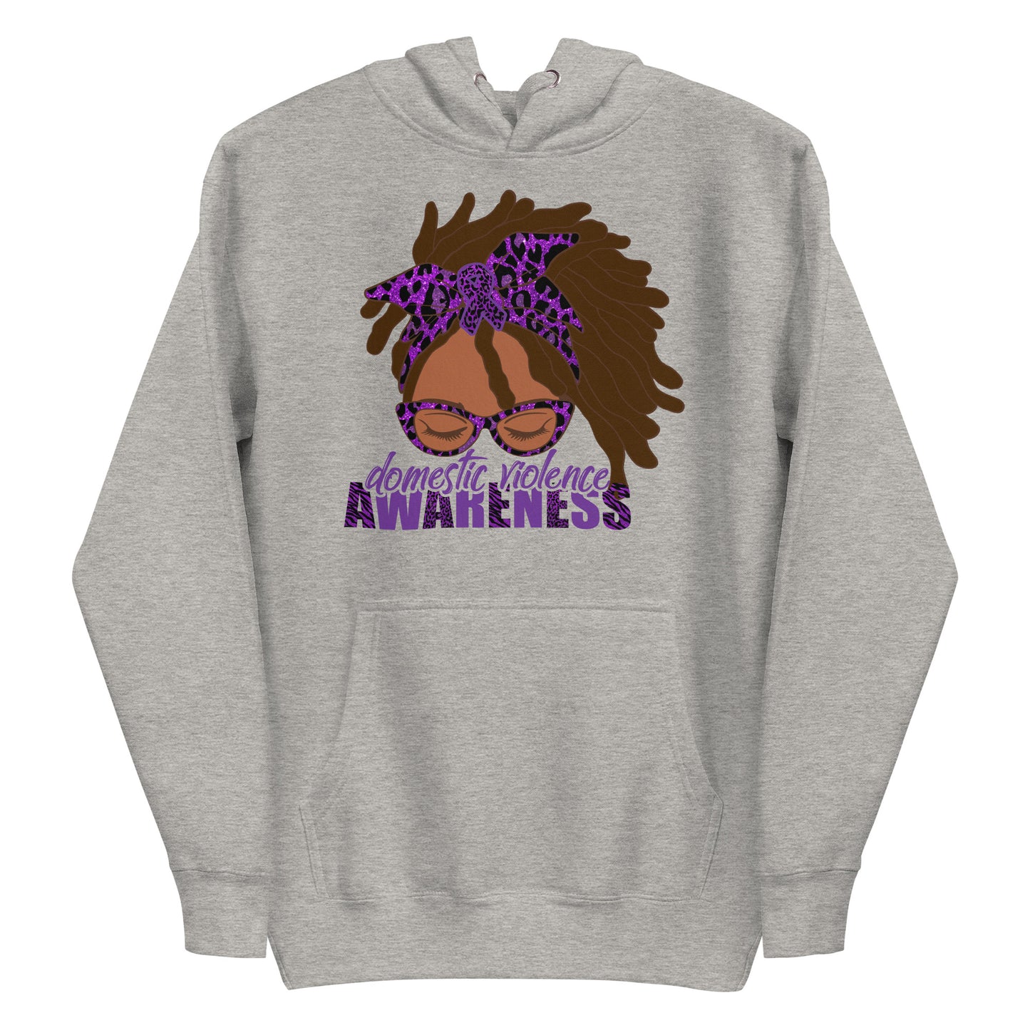 Domestic Violence Awareness Black Woman Messy Bun/Locs Hoodie