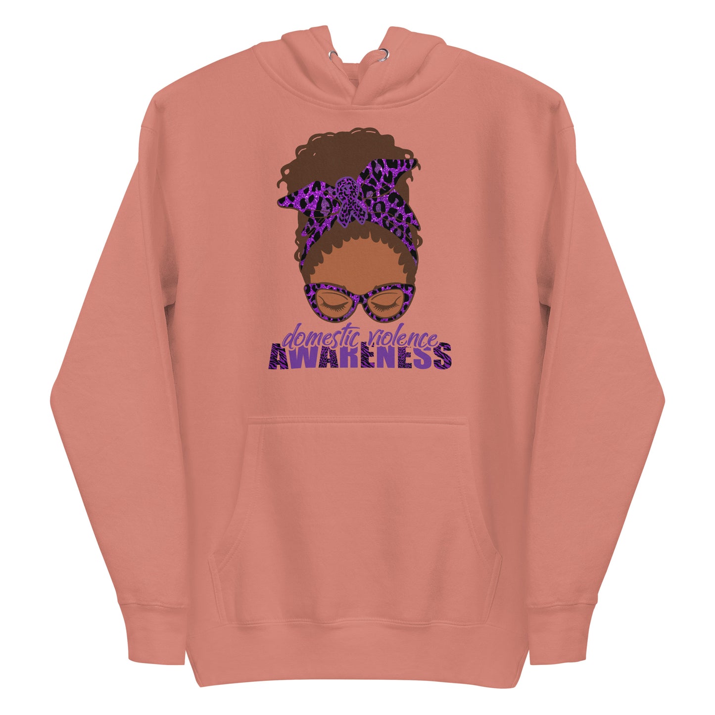 Domestic Violence Awareness Black Woman Messy Bun/Locs Hoodie