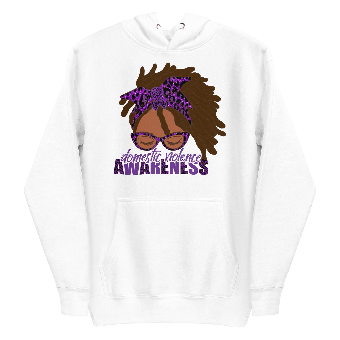 Domestic Violence Awareness Black Woman Messy Bun/Locs Hoodie